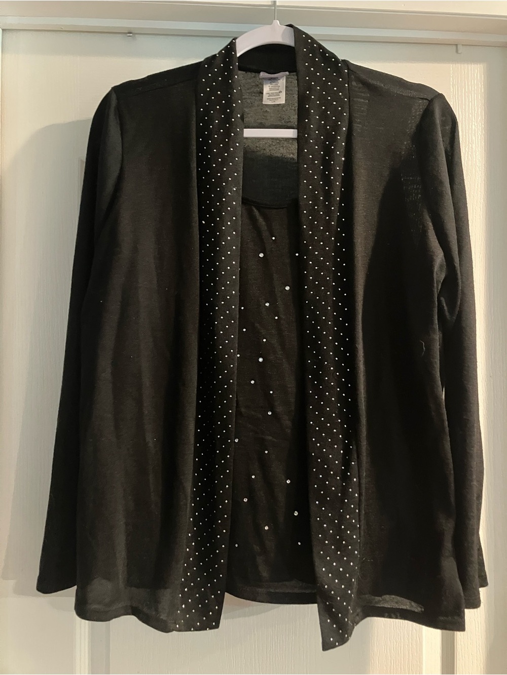 Laura Scott Black Open-Front Tank Jacket with Stud Trim